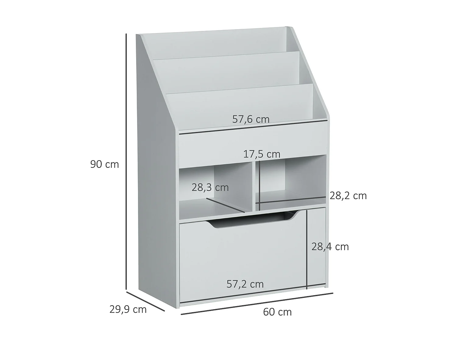 Estantería infantil gris 60x29.9x90 cm HOMCOM