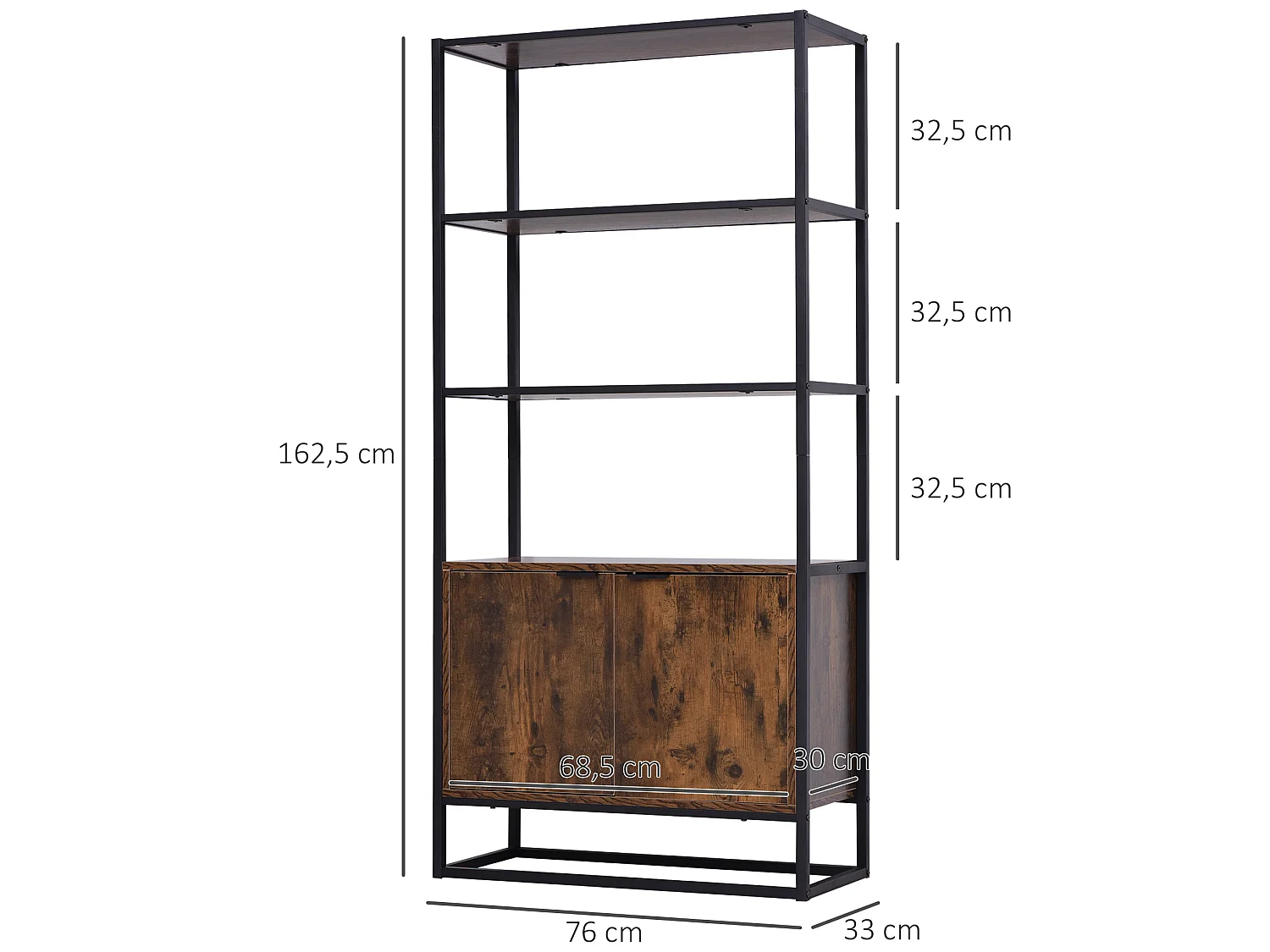 Estantería marrón 76x33x162.5 cm HOMCOM
