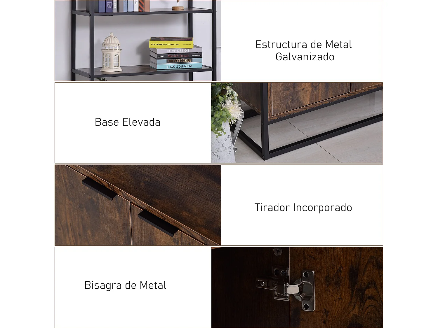 Estantería marrón 76x33x162.5 cm HOMCOM