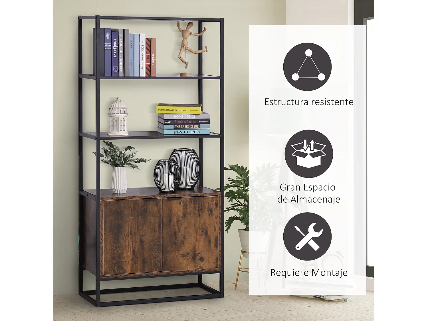 Estantería marrón 76x33x162.5 cm HOMCOM