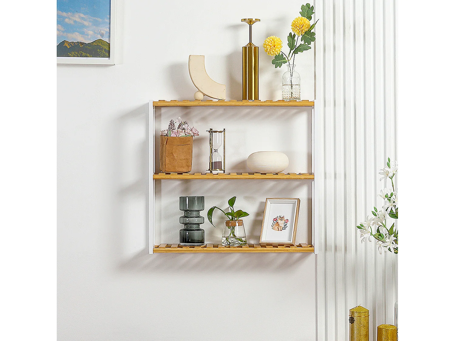 Estantería de pared madera natural 60x15x54 cm HOMCOM