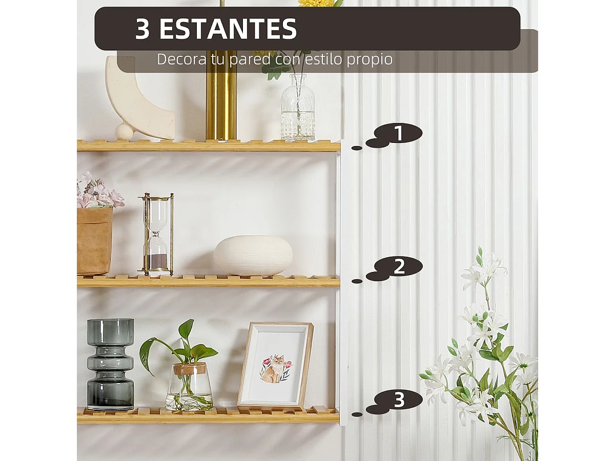 Estantería de pared madera natural 60x15x54 cm HOMCOM