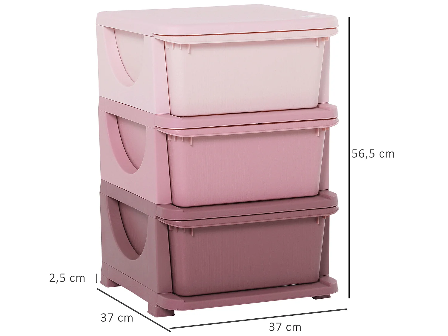 Torre de almacenamiento infantil rosa 37x37x56.5 cm HOMCOM