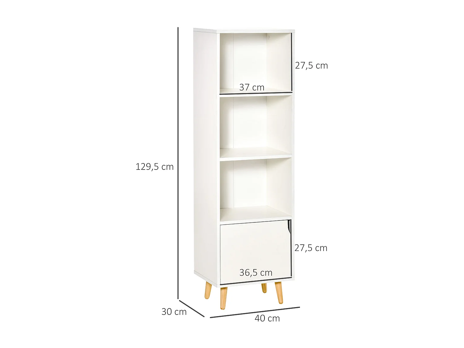 Estantería blanco 40x30x129.5 cm HOMCOM