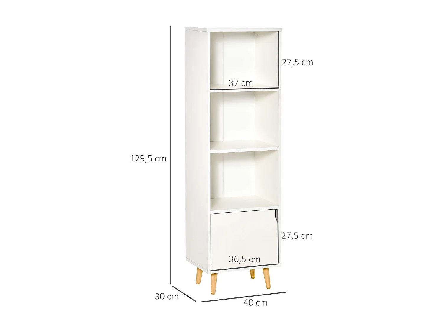 Estantería blanco 40x30x129.5 cm HOMCOM
