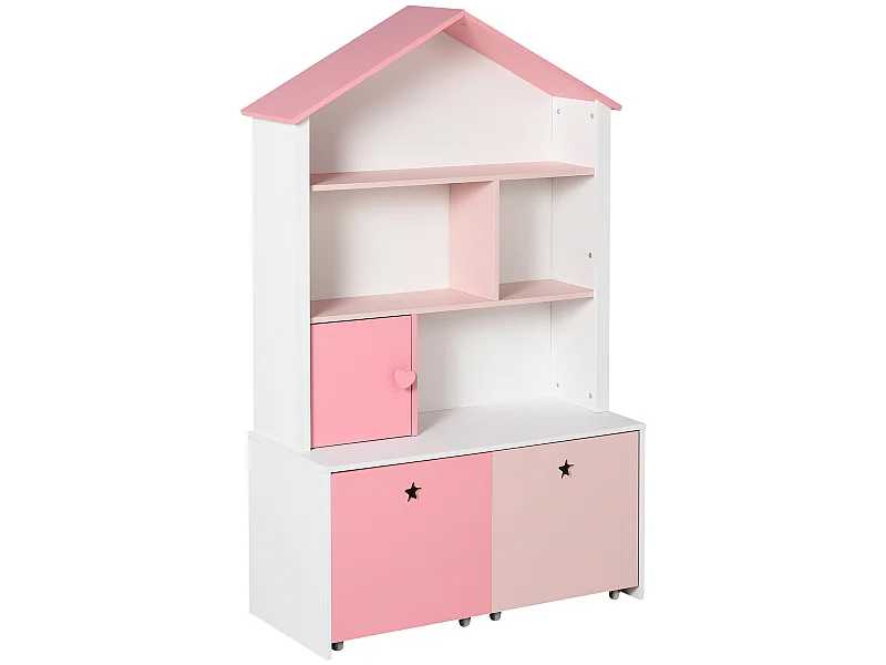 Estantería infantil rosa y blanco 80x34x130 cm HOMCOM