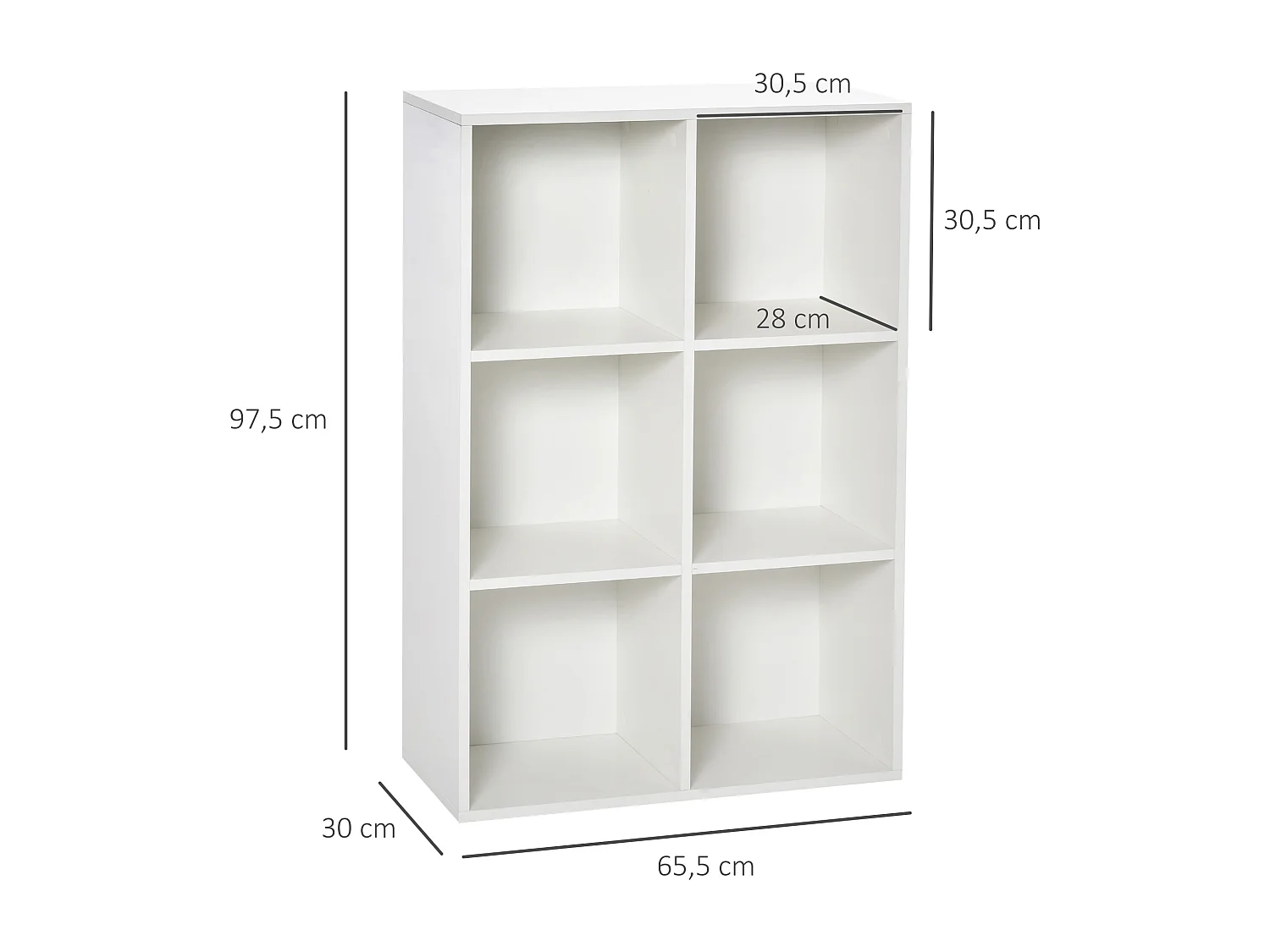 Estantería para libros blanco 65.5x30x97.5 cm HOMCOM
