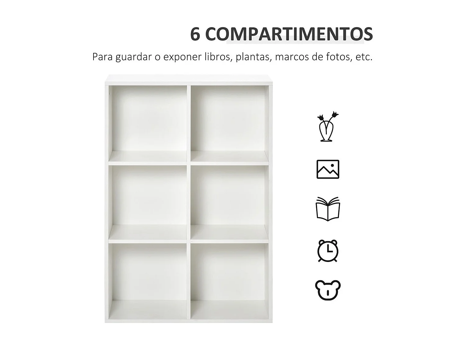 Estantería para libros blanco 65.5x30x97.5 cm HOMCOM
