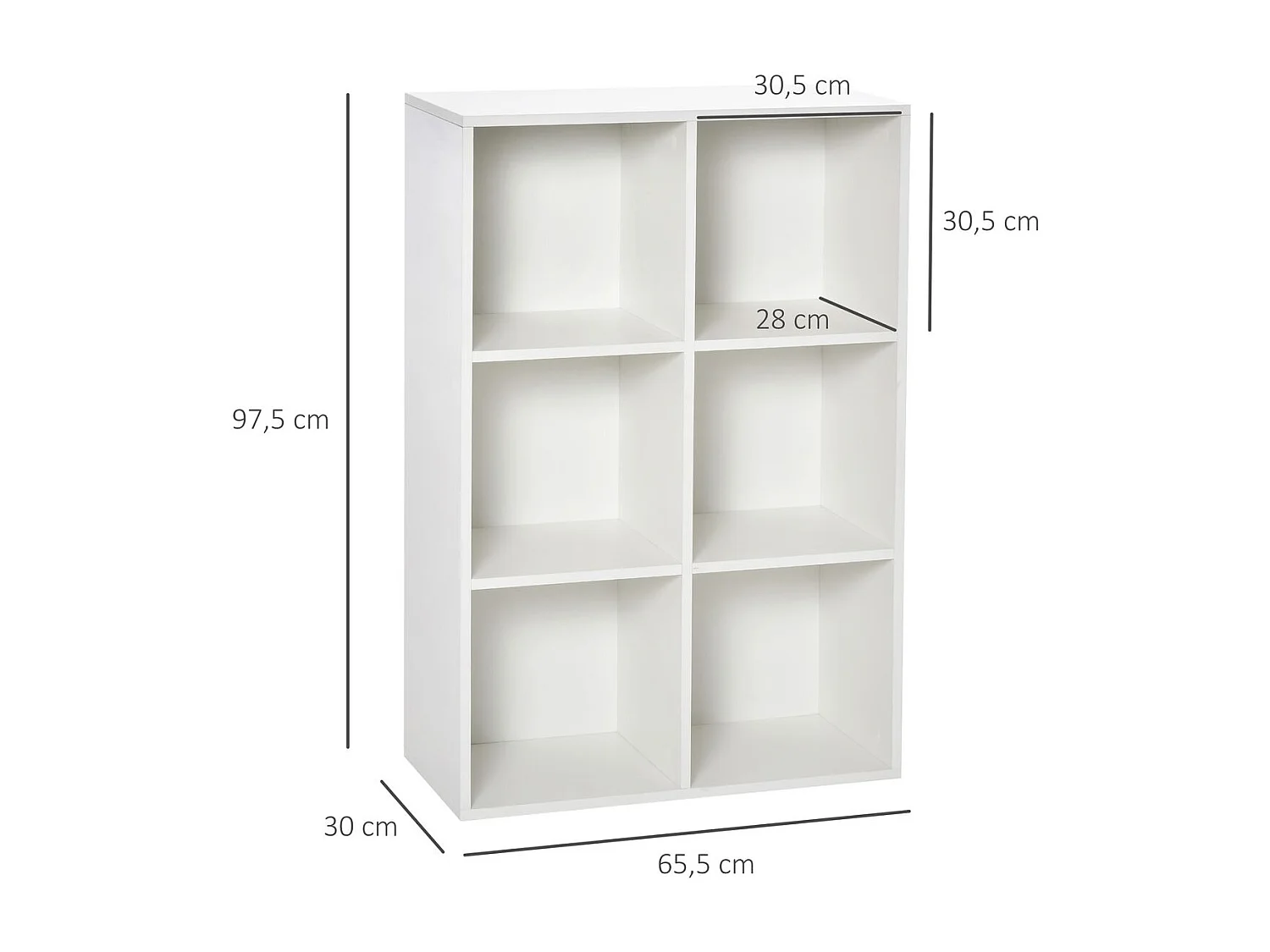Estantería para libros blanco 65.5x30x97.5 cm HOMCOM