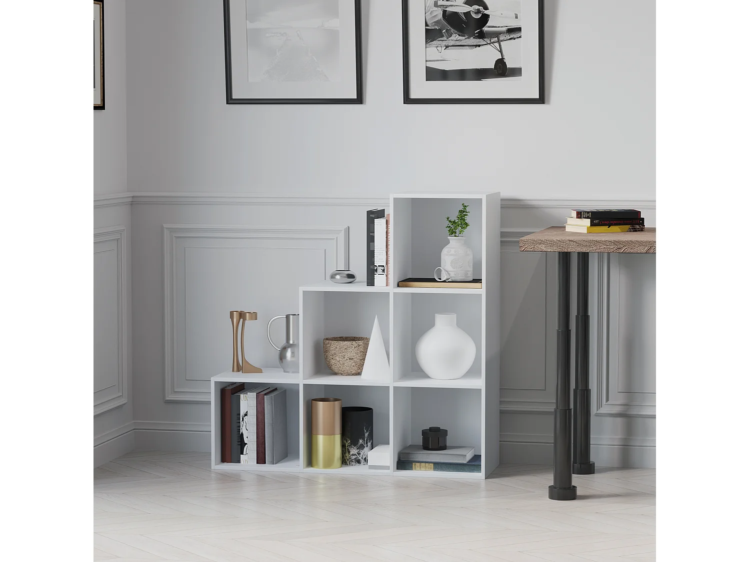 Estantería en forma de escalera blanco 91.5x29.5x91.5 cm HOMCOM