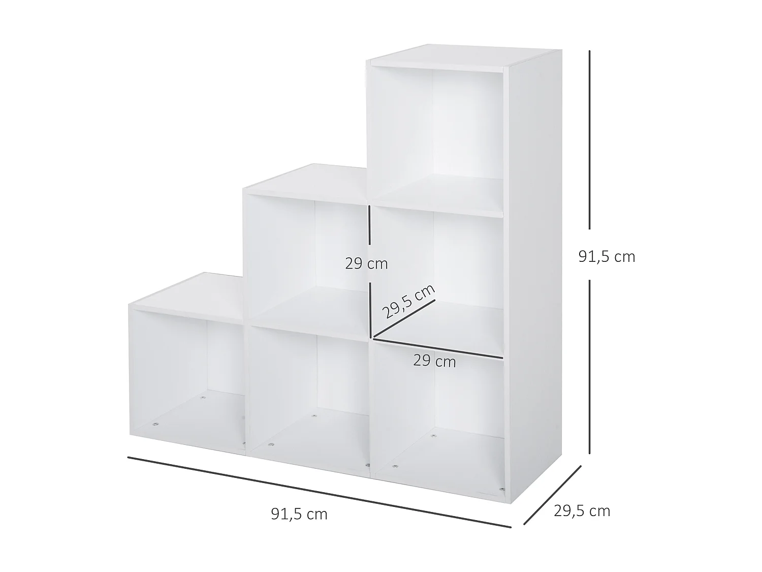Estantería en forma de escalera blanco 91.5x29.5x91.5 cm HOMCOM
