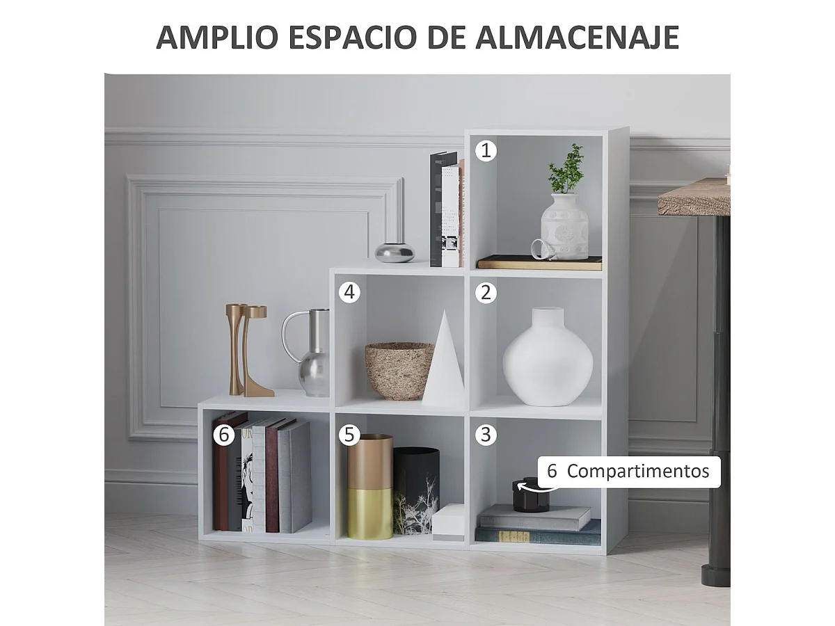 Estantería en forma de escalera blanco 91.5x29.5x91.5 cm HOMCOM
