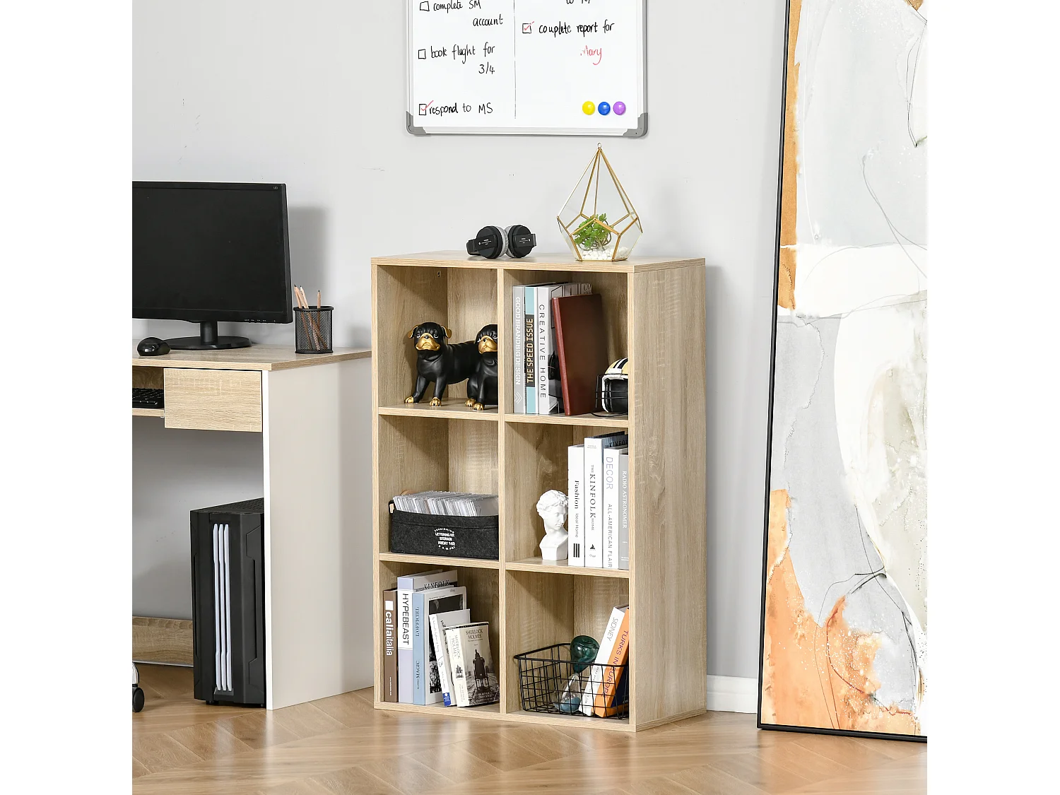 Estantería para libros roble 65.5x30x97.5 cm HOMCOM