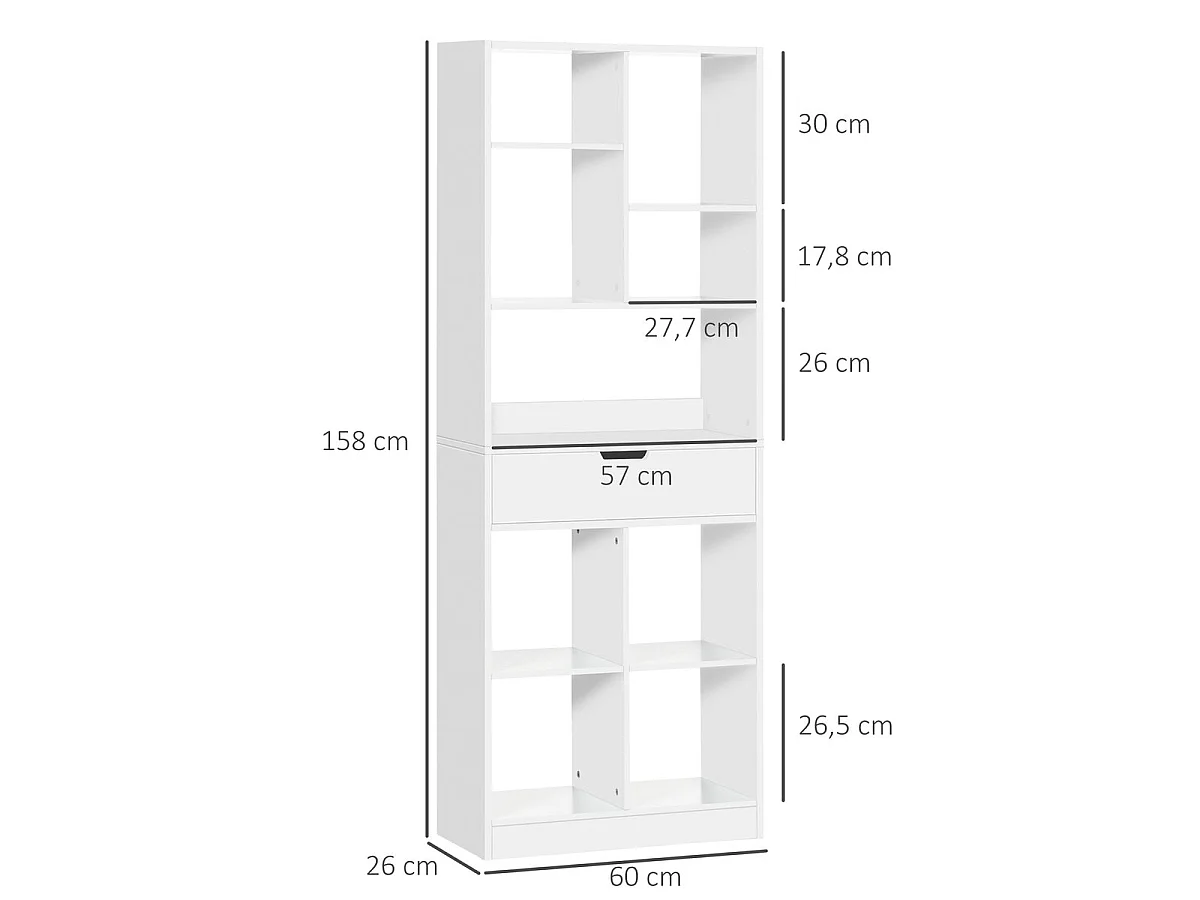 Estantería para libros blanco 60x26x158 cm HOMCOM