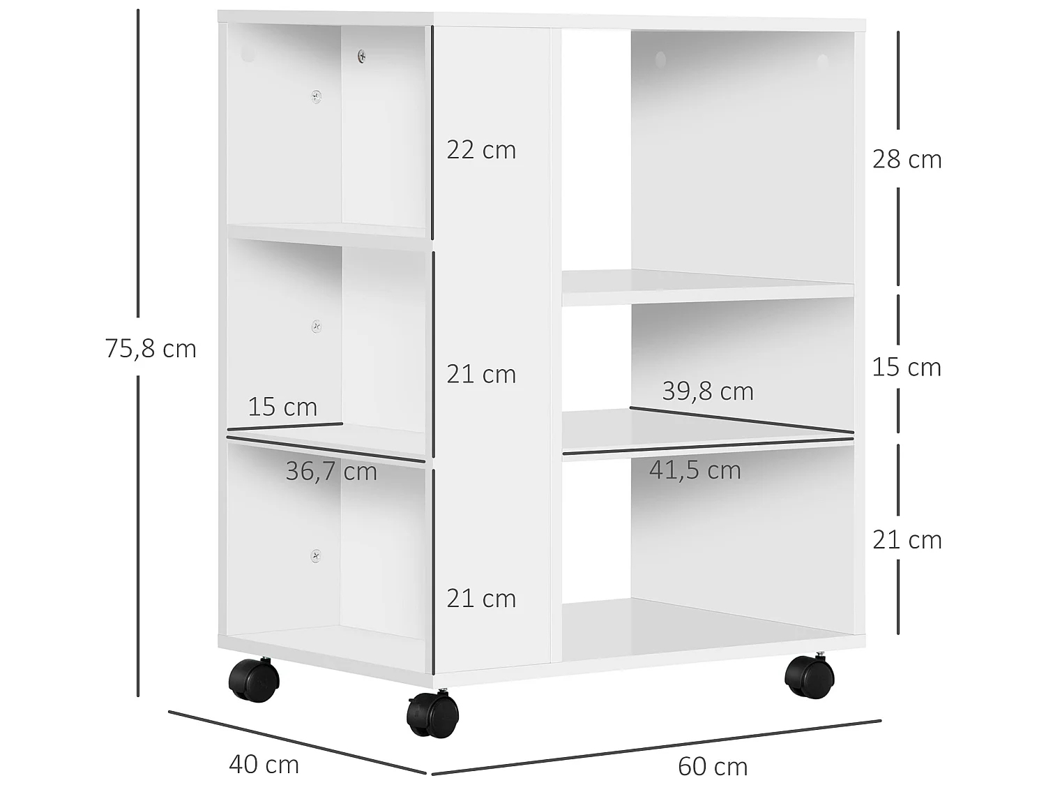Armario para impresora blanco 60x40x75.8 cm Vinsetto