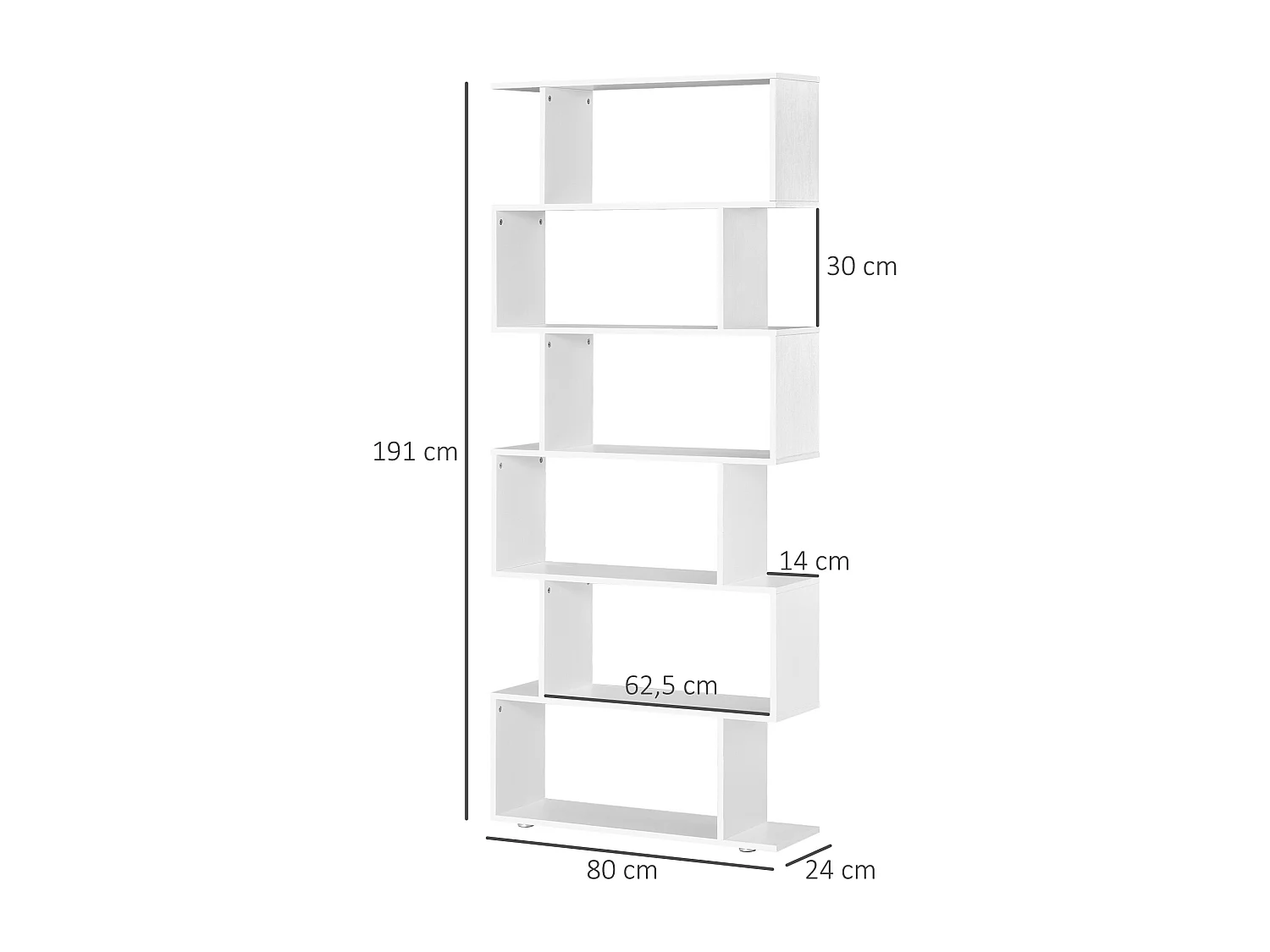 Estantería librería blanco 80x24x191cm HOMCOM
