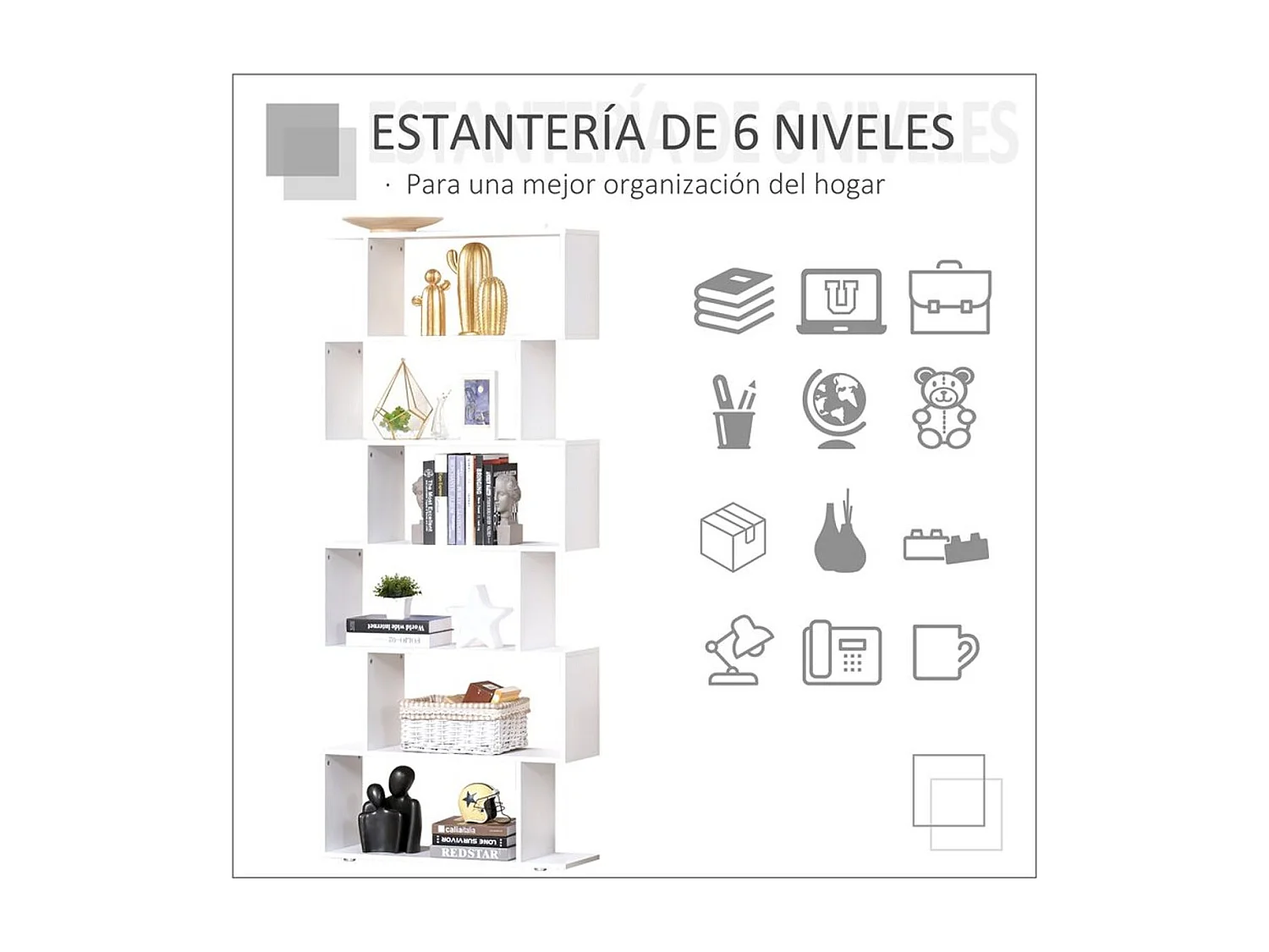 Estantería librería blanco 80x24x191cm HOMCOM