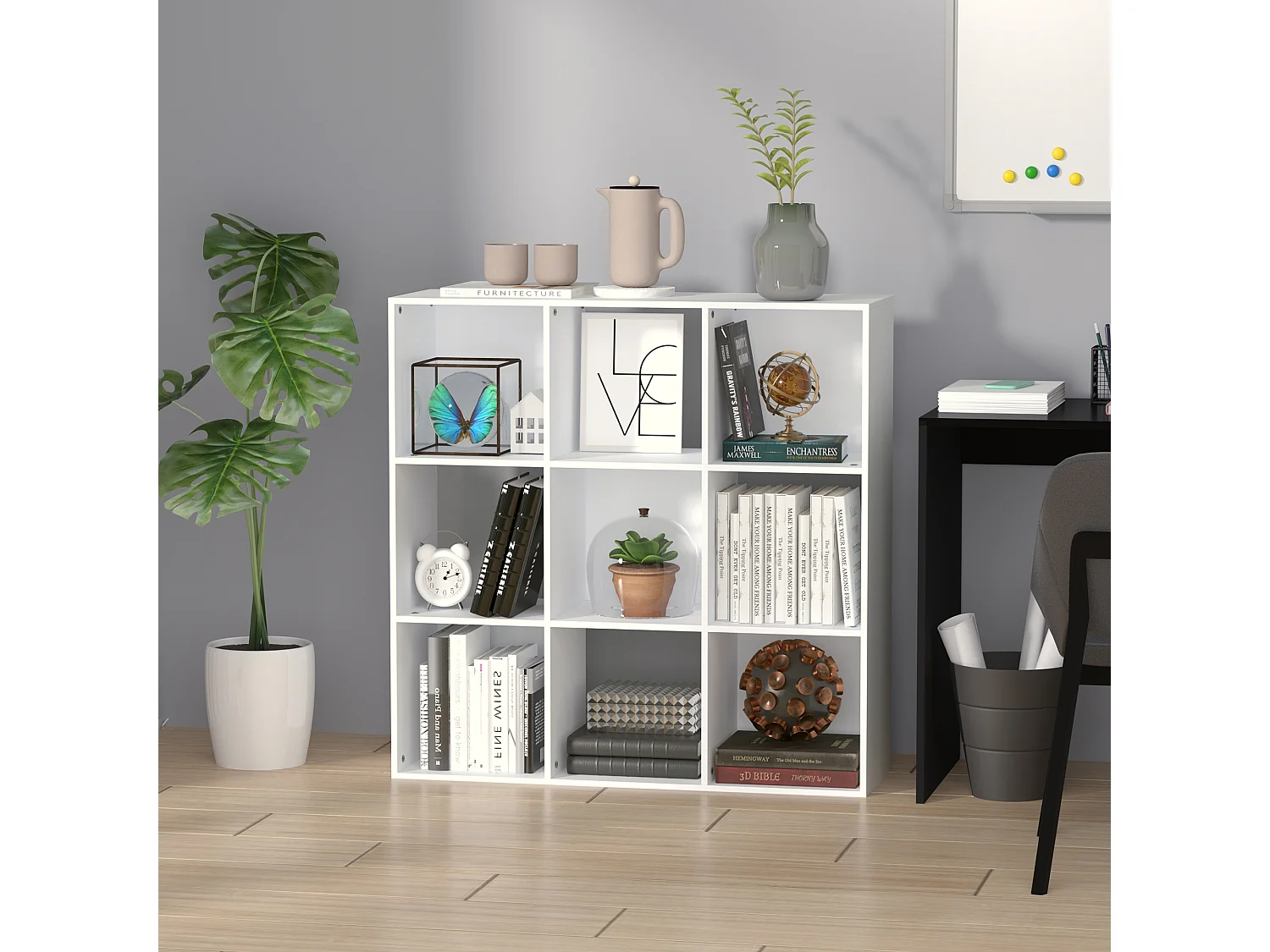 Estantería librería 3 niveles blanco 91.5x29.5x91.5cm HOMCOM