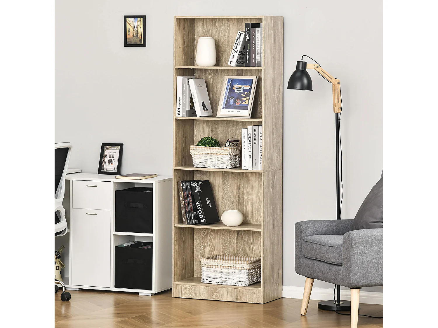 Librería natural 63x29.5x176 cm HOMCOM
