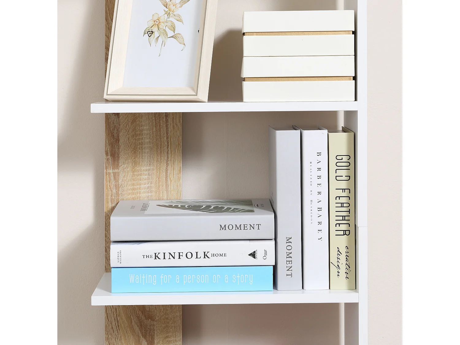 Estantería de almacenamiento roble, blanco 45x21x170 cm HOMCOM