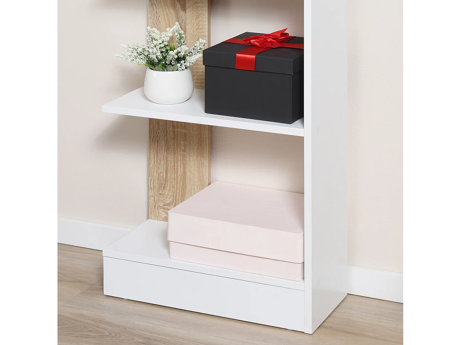 Estantería de almacenamiento roble, blanco 45x21x170 cm HOMCOM