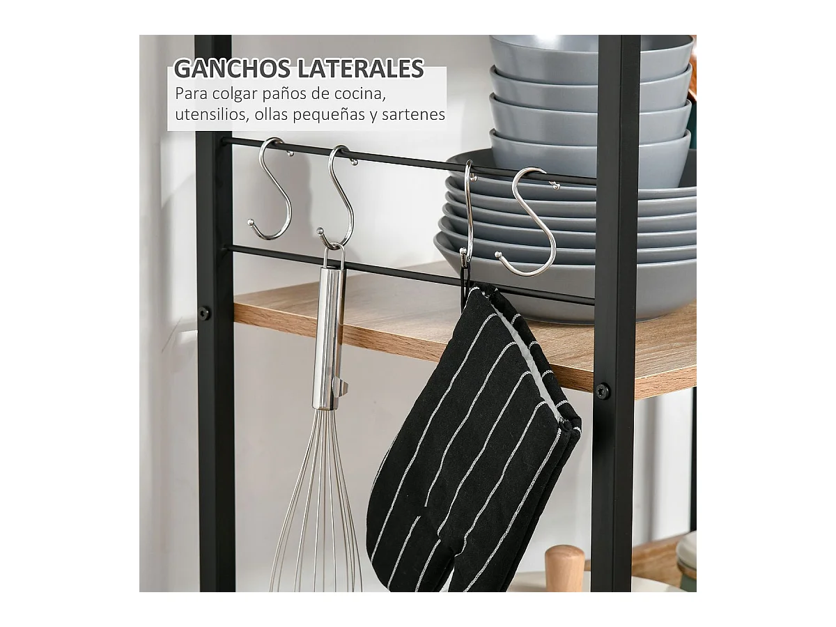 Estante de cocina madera natural 60x40x125 cm HOMCOM