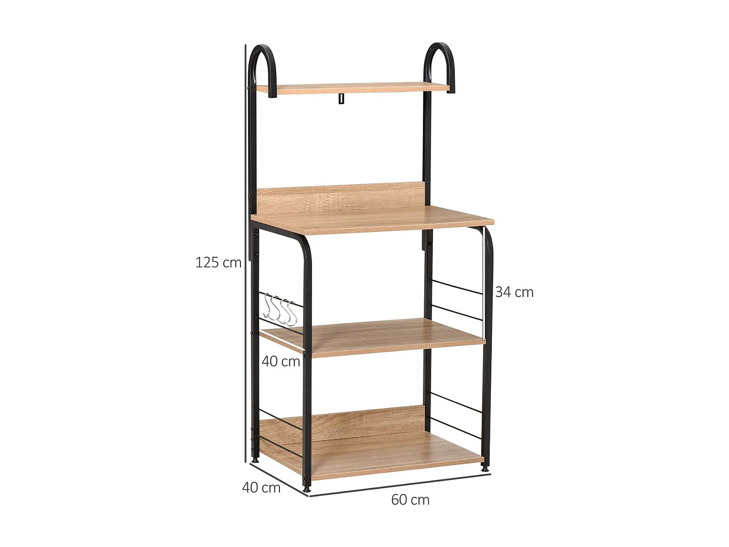 Estante de cocina madera natural 60x40x125 cm HOMCOM