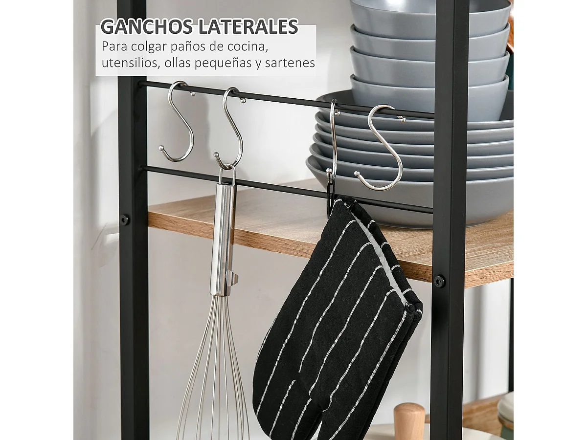 Estante de cocina madera natural 60x40x125 cm HOMCOM