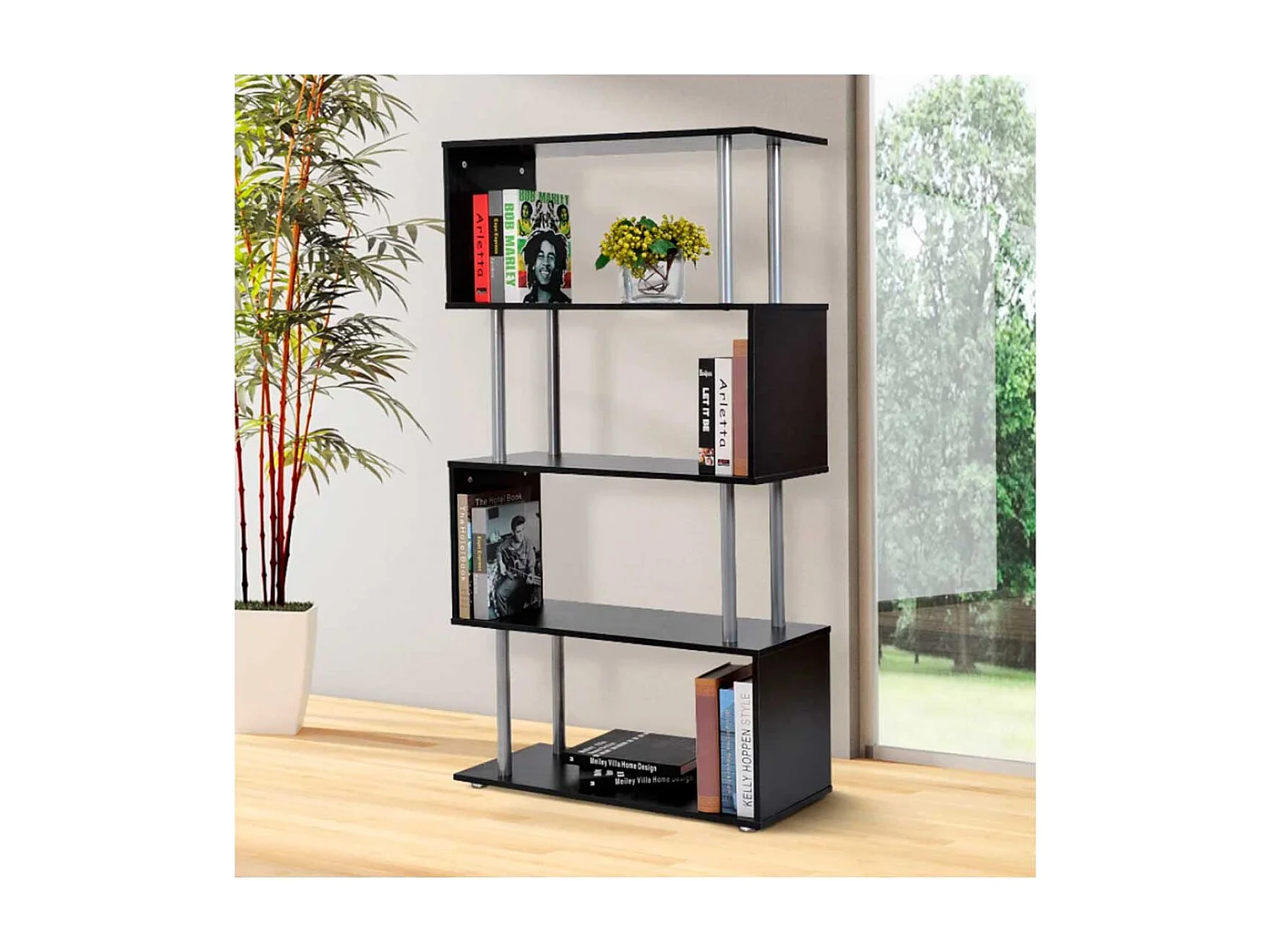 Librería mueble negro 80x30x145 cm HOMCOM