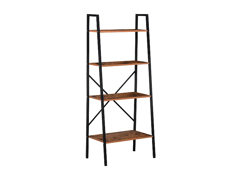 Estantería de escalera negro y madera 60x35x145cm HOMCOM