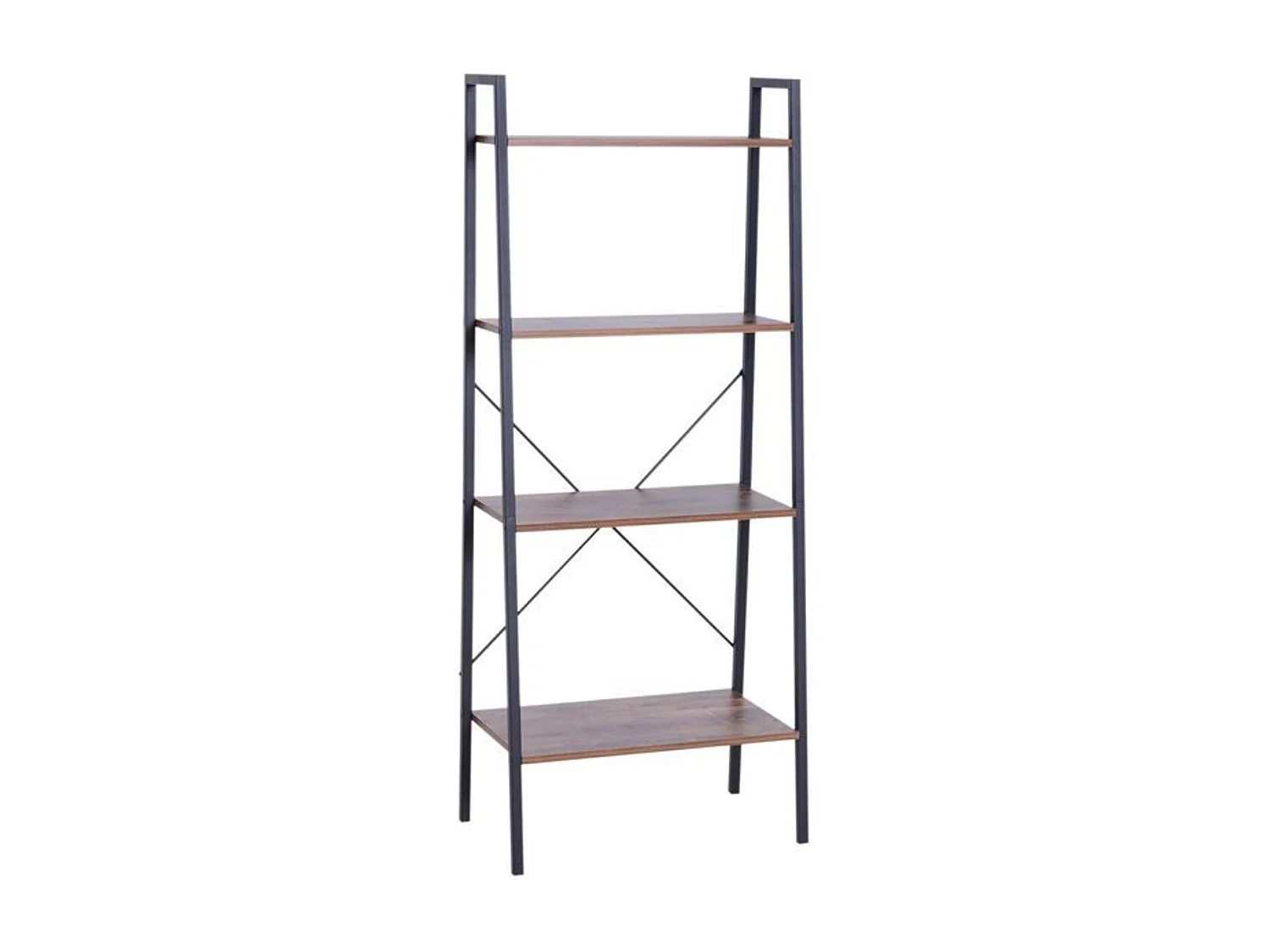 Estantería de escalera negro y madera 60x35x145cm HOMCOM