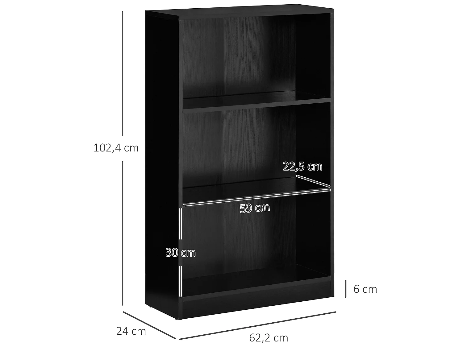 Estantería negro 62.2x24x102.4 cm HOMCOM