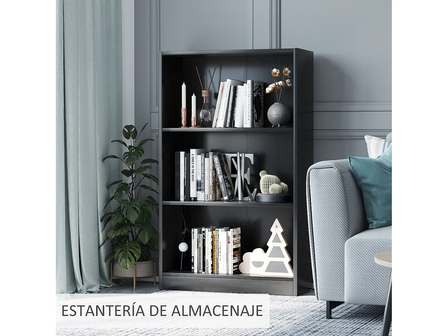 Estantería negro 62.2x24x102.4 cm HOMCOM