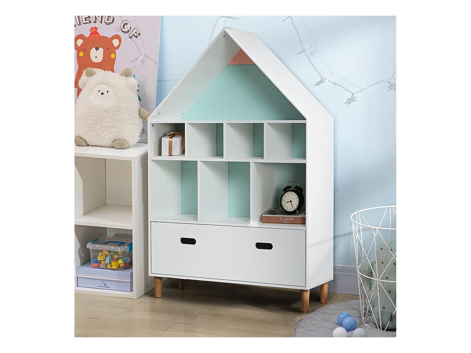 Estantería de madera infantil blanco 82x30x126 cm HOMCOM