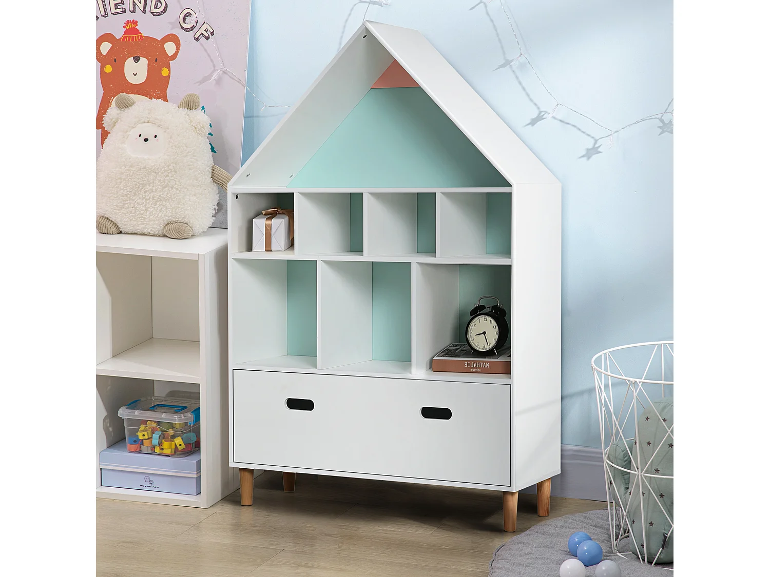 Estantería de madera infantil blanco 82x30x126 cm HOMCOM