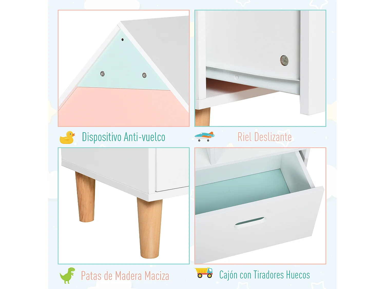 Estantería de madera infantil blanco 82x30x126 cm HOMCOM