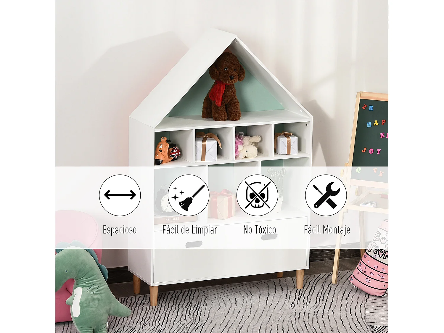 Estantería de madera infantil blanco 82x30x126 cm HOMCOM