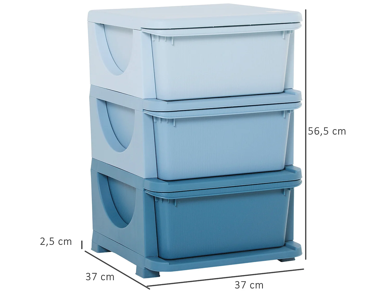 Torre de almacenamiento infantil azul 37x37x56.5 cm HOMCOM