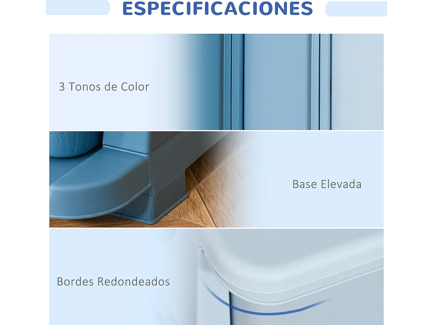 Torre de almacenamiento infantil azul 37x37x56.5 cm HOMCOM