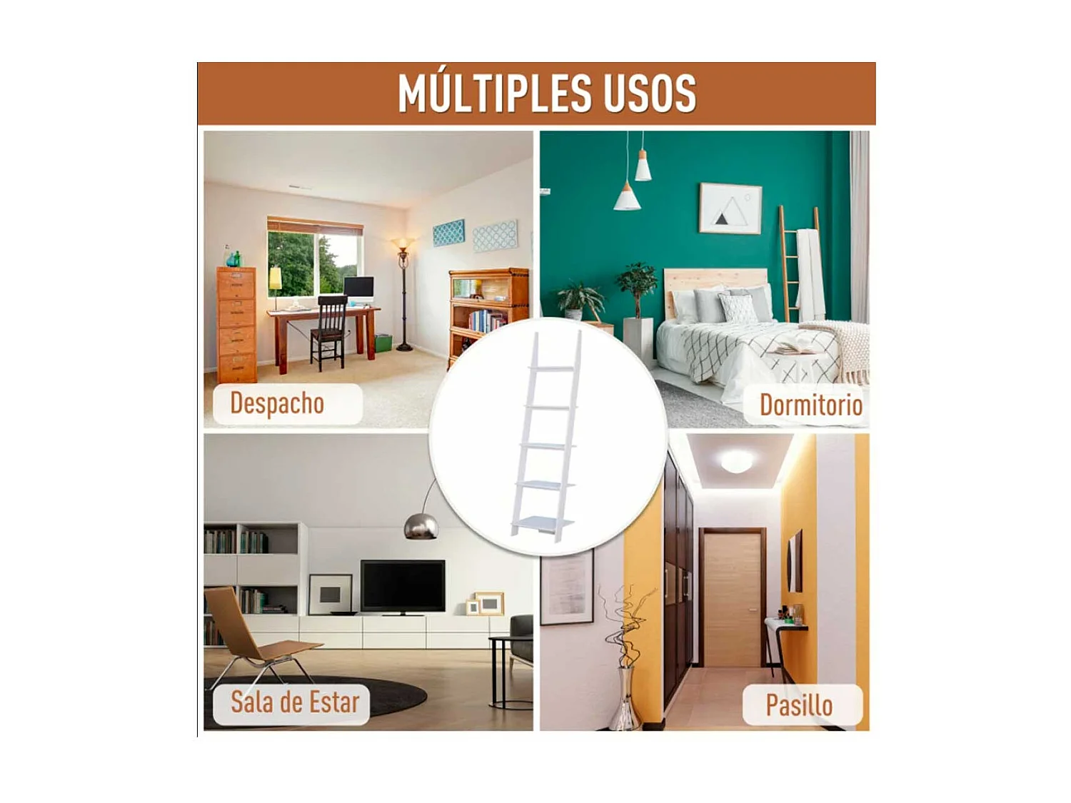 Estantería de escalera blanco 50x40x195 cm HOMCOM