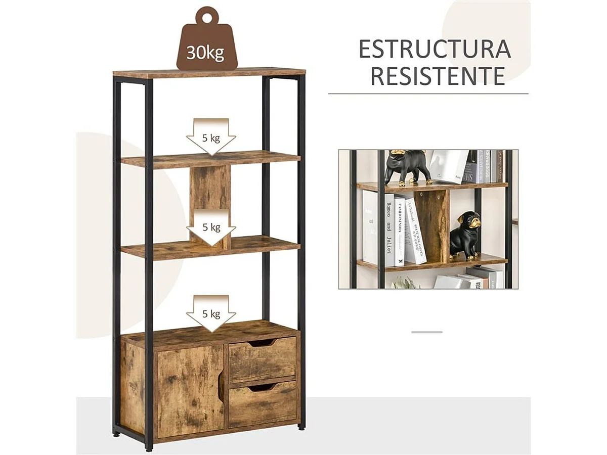 Estantería marrón rústico 58x24x122 cm HOMCOM