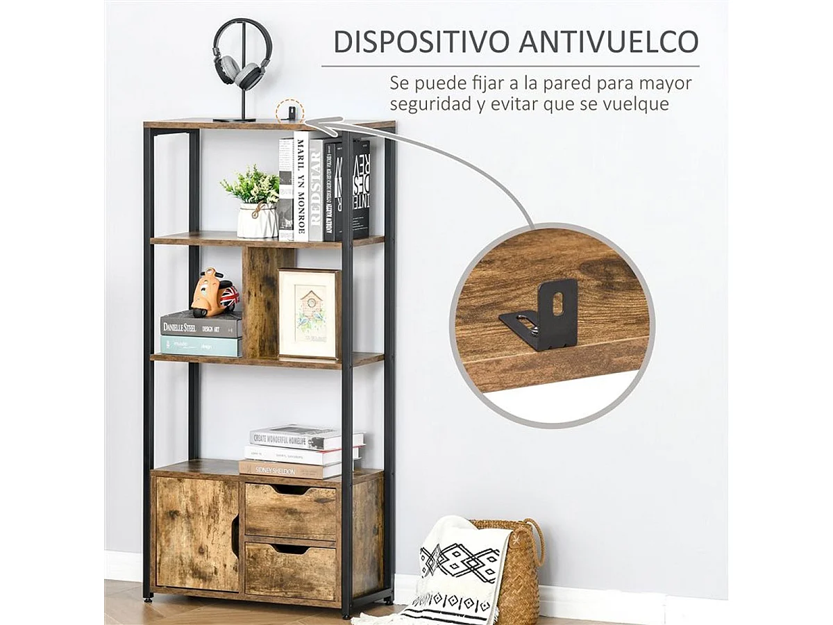 Estantería marrón rústico 58x24x122 cm HOMCOM