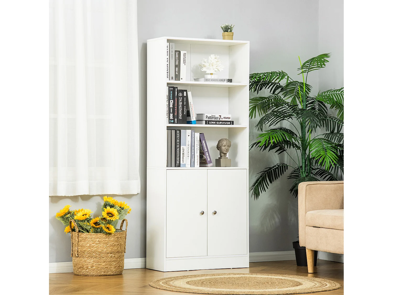 Estantería blanco 70x29.5x167 cm HOMCOM