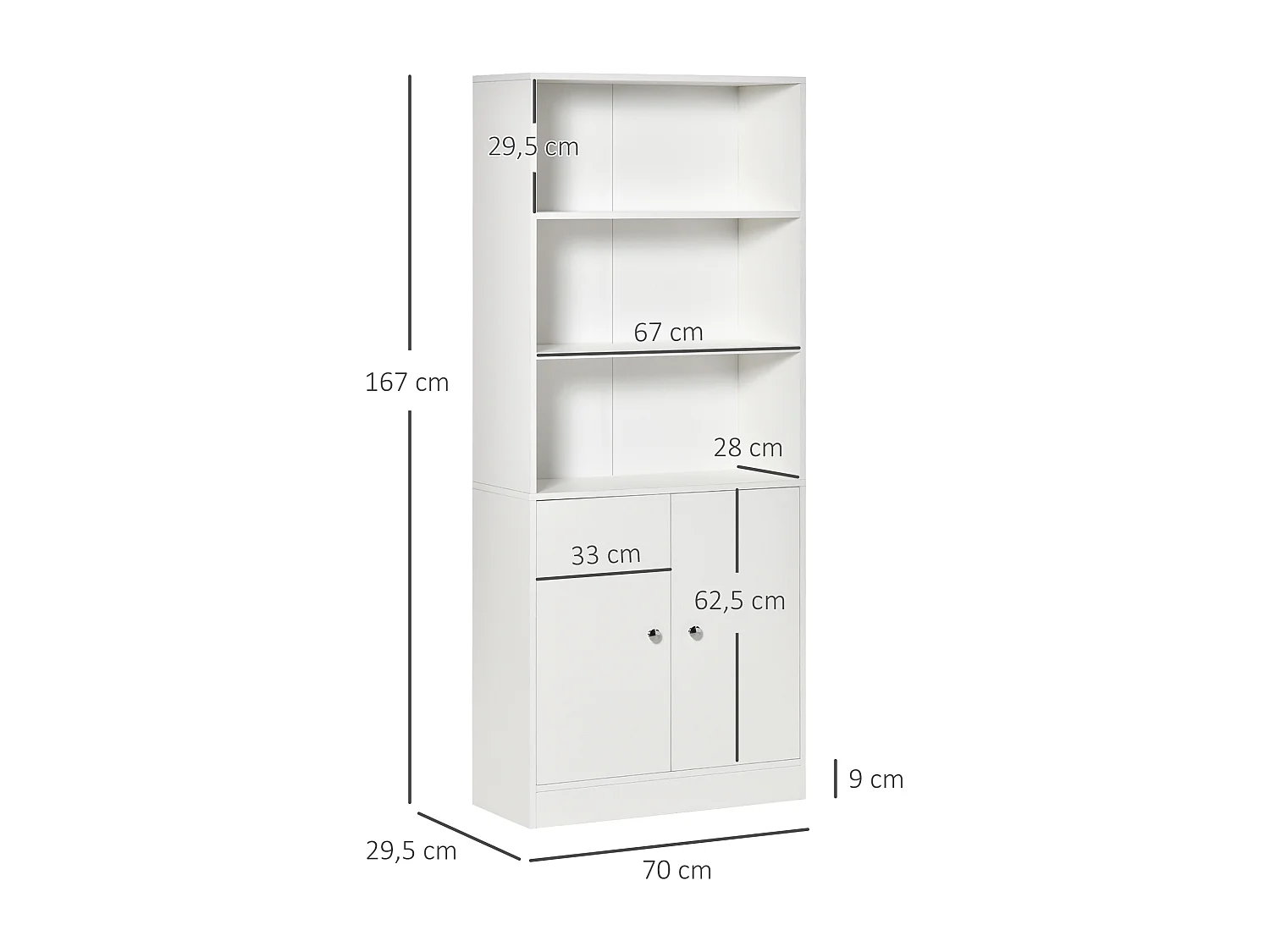 Estantería blanco 70x29.5x167 cm HOMCOM