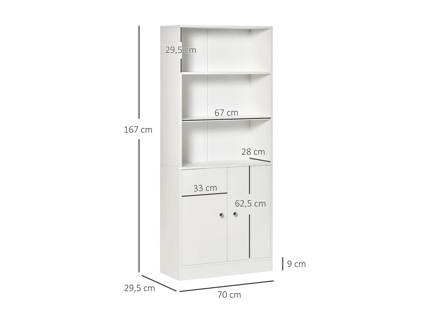 Estantería blanco 70x29.5x167 cm HOMCOM