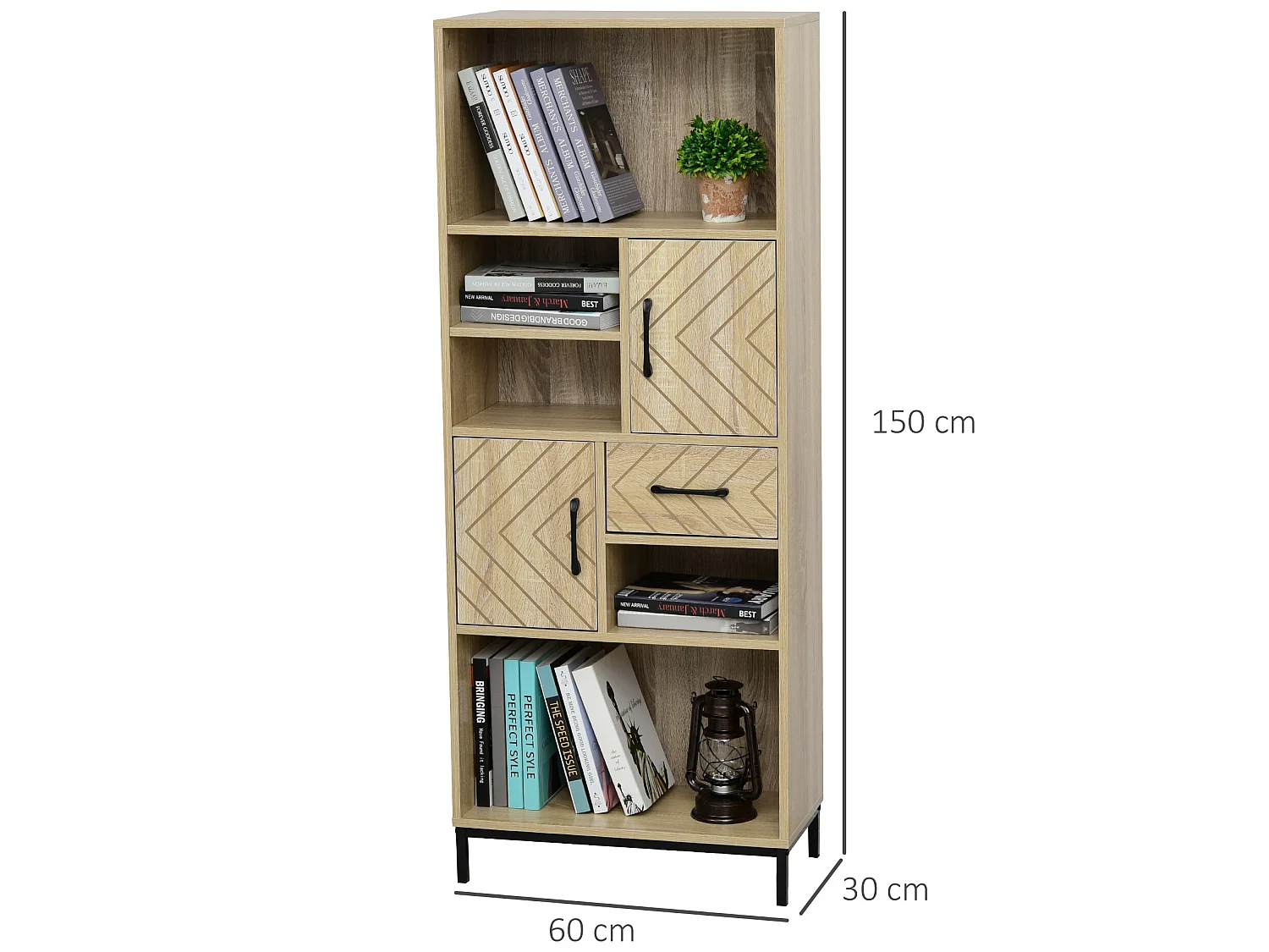 Estantería para libros madera natural 60x30x150 cm HOMCOM
