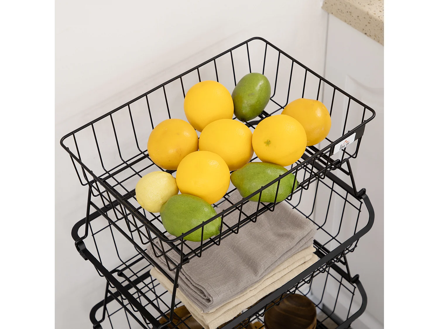 Cesta de frutas negro 40x28x97 cm HOMCOM