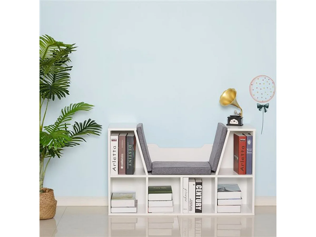 Estantería librería con asiento blanco 102x30x61 cm HOMCOM