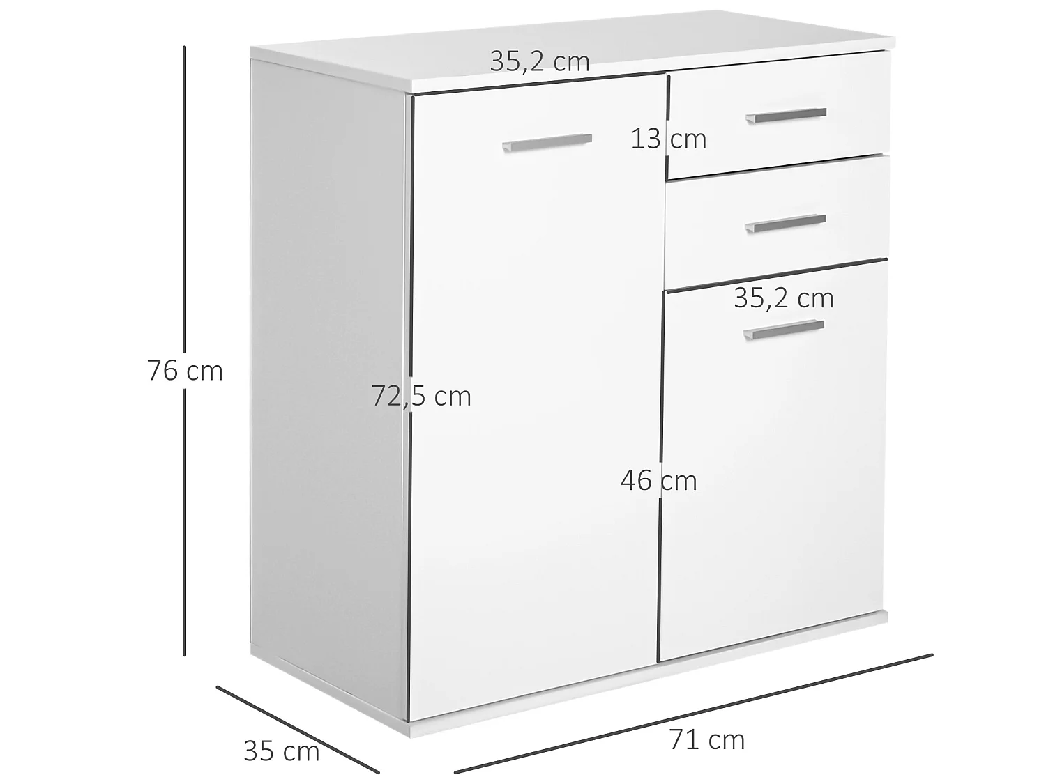 Armario blanco 71x35x76 cm HOMCOM