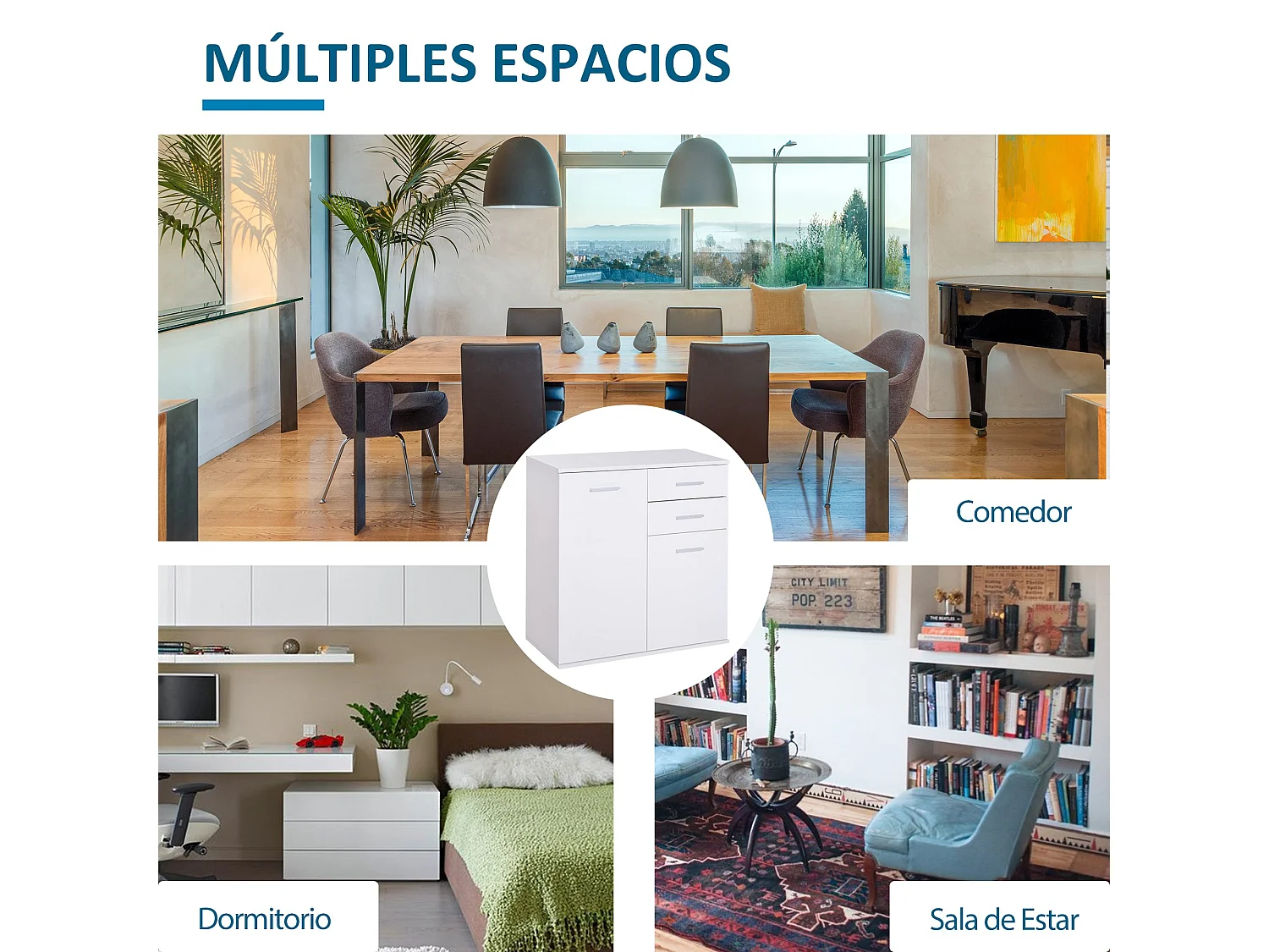 Armario blanco 71x35x76 cm HOMCOM